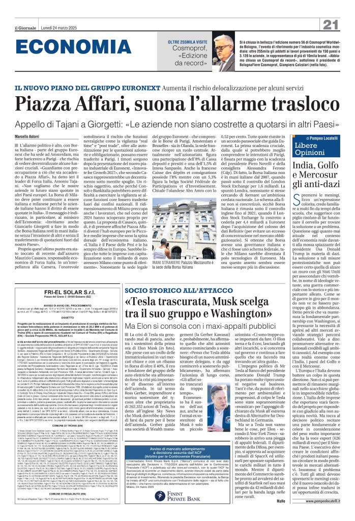 India, Golfo e Mercosur gli anti-dazi